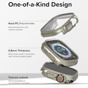 Ringke Slim [No More Discoloration / 2 Pack] Compatible with Apple Watch Ultra 2 Case and Designed for Apple Watch Ultra Case, Solid Transparent Cover + Extra Color - Clear + Titanium Gray