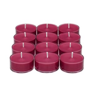 partylite after dark™ tealight candles, fragranced colored wax with clear container, 12 pack tea lights, made in the usa (after dark™ cashmere cassis)