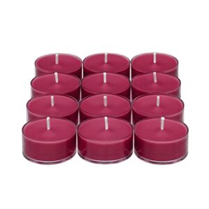 PartyLite After Dark™ Tealight Candles, Fragranced Colored Wax with Clear Container, 12 Pack Tea Lights, Made in The USA (After Dark™ Cashmere Cassis)