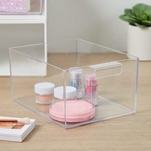 STORi Audrey Stackable Plastic White Organizer with Clear Drawer | 2 Piece Bin Set | Organize Cosmetics and Beauty Supplies on a Vanity | Made in USA