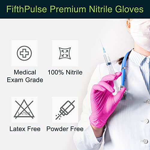 Fuchsia Hot Pink Nitrile Disposable Gloves - 50 Count - 3 Mil Nitrile Gloves Medium - Powder and Latex Free Rubber Gloves - Surgical Medical Exam Gloves - Food Safe Cooking Gloves