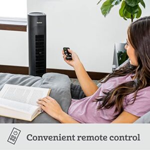 HOLMES 36" Smart WI-FI Connected Tower Fan, Alexa Fan, Voice Control, Oscillation, Digital Control Panel, Remote Control, 3 Speed Settings, 3 Modes, 15-Hour Auto-Shut Off Timer, Black Finish