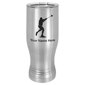 lasergram 14oz vacuum insulated pilsner mug, hammer throw, personalized engraving included (stainless steel)