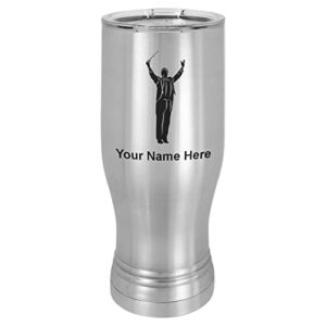 lasergram 14oz vacuum insulated pilsner mug, band director, personalized engraving included (stainless steel)