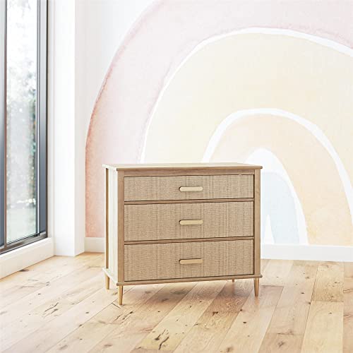 Little Seeds Shiloh Convertible 3 Drawer Dresser, Natural and Faux Rattan