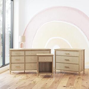 Little Seeds Shiloh Convertible 3 Drawer Dresser, Natural and Faux Rattan