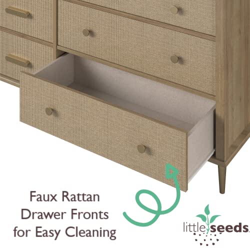 Little Seeds Shiloh Convertible 3 Drawer Dresser, Natural and Faux Rattan