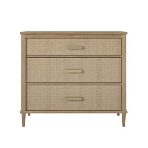 Little Seeds Shiloh Convertible 3 Drawer Dresser, Natural and Faux Rattan