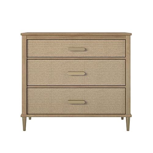 Little Seeds Shiloh Convertible 3 Drawer Dresser, Natural and Faux Rattan