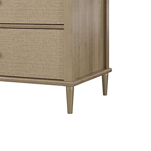 Little Seeds Shiloh Convertible 3 Drawer Dresser, Natural and Faux Rattan