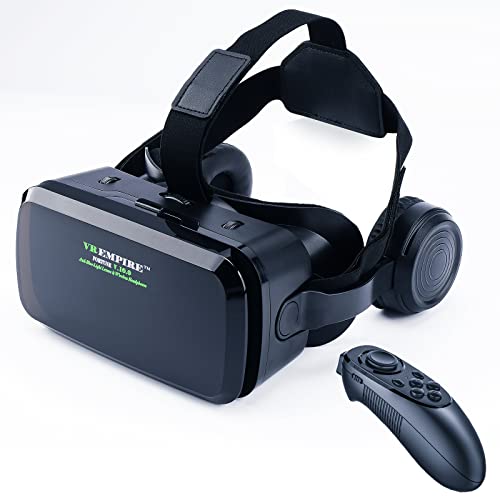 Cell Phone Virtual Reality (vr) headsets, VR EMPIRE VR Headset, Phone VR Headset VR Headset for iPhone VR Headsets for Phone with Wireless Earphones, Anti-Blue Lights, iPhone VR Headset (B+R)