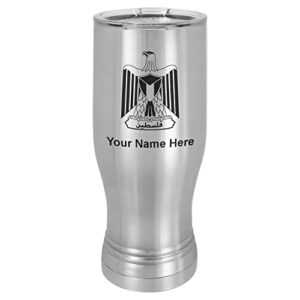 lasergram 14oz vacuum insulated pilsner mug, flag of palestine, personalized engraving included (stainless steel)