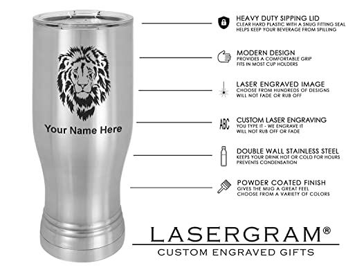 LaserGram 14oz Vacuum Insulated Pilsner Mug, Truck Cab, Personalized Engraving Included (Stainless Steel)