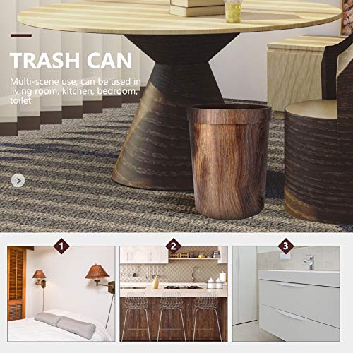 LIFKOME Dorm Bin Organizer Small with Kitchen Color Office Top Decoration Style Containers Vintage Bamboo Bedroom,Bathroom Wood Light Room Living Brown for Gare Garbage Wooden Waste Trash