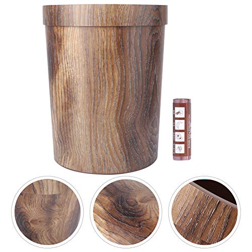 LIFKOME Dorm Bin Organizer Small with Kitchen Color Office Top Decoration Style Containers Vintage Bamboo Bedroom,Bathroom Wood Light Room Living Brown for Gare Garbage Wooden Waste Trash