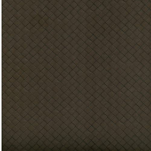Woven Faux Leather Fabric, Embossed Soft Basketweave Vinyl, Textured Crafts DIY and Upholstery Pleather Sheets - Cut by The Yard (Brown)