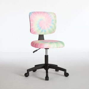 urban shop pink tie dye swivel office chair, rainbow