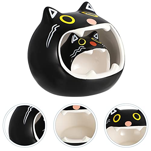 balacoo House- Plate Hedgehog/Chinchilla Cave Hideout Hamster Cat Pig Cartoon Cage Cooling Sand Specter with Guinea Pig/Ceramic and Supplies Adorable Summer Mini Pet Black, Tiny House Accessories