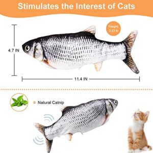 Depets Flopping Fish Cat Toy, Durable Floppy Fish Cat Toy with Catnip, USB Charging Wiggle Fish Toy for Cats/Puppy/Small Dogs, Realistic Flipping Fish Cat Toy, Cat Toy for Indoor Exercise