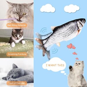 Depets Flopping Fish Cat Toy, Durable Floppy Fish Cat Toy with Catnip, USB Charging Wiggle Fish Toy for Cats/Puppy/Small Dogs, Realistic Flipping Fish Cat Toy, Cat Toy for Indoor Exercise