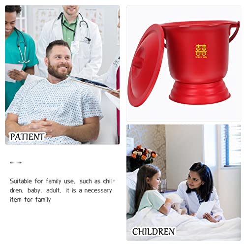 OUNONA Portable Toilet Urinal Spittoon with Handle Chinese Style Bedpan Urinal Chamber Pot Urine Bucket Bottle with Lid for Pregnant Women Elderly