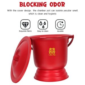 OUNONA Portable Toilet Urinal Spittoon with Handle Chinese Style Bedpan Urinal Chamber Pot Urine Bucket Bottle with Lid for Pregnant Women Elderly