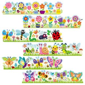 bxawi 72pcs summer bulletin board borders set colorful flower insect butterfly scalloped borders trim bulletin decoration for teachers classroom nursery back to school party cork board wall decor