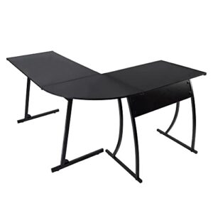 GOOD & GRACIOUS L-Shaped Gaming Desk, 58x44 Inch L Shape Desk, Corner Desk for Home Office, Modern Home Office Study Writing Workstation L Table, Easy Assembly, Black