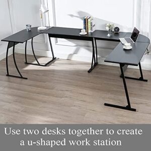 GOOD & GRACIOUS L-Shaped Gaming Desk, 58x44 Inch L Shape Desk, Corner Desk for Home Office, Modern Home Office Study Writing Workstation L Table, Easy Assembly, Black