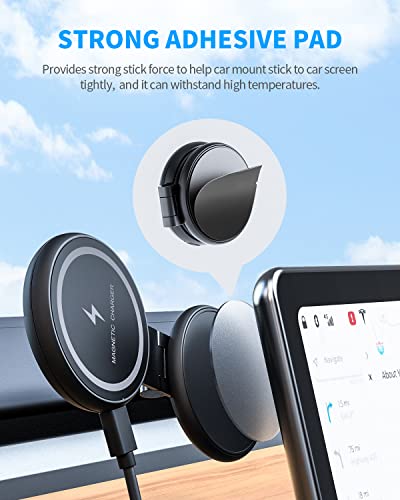 Marnana Fast Charging Wireless Car Charger Mount, Magnetic Foldable Car Phone Holder for Tesla Model 3/Y Designed for MagSafe Compatible with iPhone 12/13/14 Series