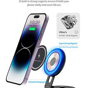 Marnana Fast Charging Wireless Car Charger Mount, Magnetic Foldable Car Phone Holder for Tesla Model 3/Y Designed for MagSafe Compatible with iPhone 12/13/14 Series