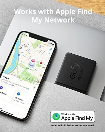 eufy Security by Anker SmartTrack Card (Black, 1-Pack), Works with Apple Find My (iOS Only), Wallet Tracker, Phone Finder, Water Resistant, Up to 3-Year Battery Life(Android Not Supported)