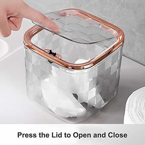 Aiabaleaft Mini Trash Can with Lid, Small Office Garbage Can, Pop Up Countertop Wastebasket for Bathroom Vanity,Coffee Table,Offices,Desktop (Green L)