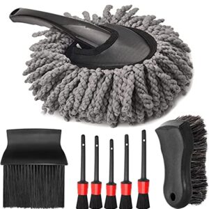 Jerbor Car Duster Interior Kit,Multiple Soft Detailing Brush Set for Car Wheels, Carpet, Leather Seat, AC Vents, Dashboard Cleaning