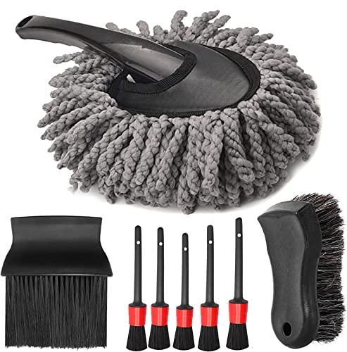 Jerbor Car Duster Interior Kit,Multiple Soft Detailing Brush Set for Car Wheels, Carpet, Leather Seat, AC Vents, Dashboard Cleaning