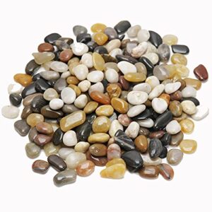 lingluox pebbles polished gravel,natural river rock stones polished mixed color stones for plant,aquariums,landscaping,vase fillers 6lbs