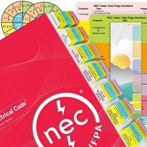 2023 nec code book tabs (book not included), 124 printed nec tabs with 16 blank tabs, color-coded and laminated, with wire chart & 2 ohm's law stickers