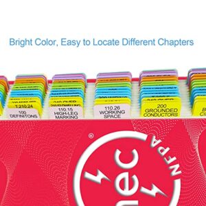 2023 NEC Code Book Tabs (Book not Included), 124 Printed NEC Tabs with 16 Blank Tabs, Color-Coded and Laminated, with Wire Chart & 2 Ohm's Law Stickers