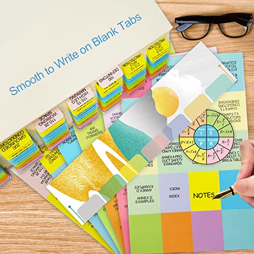 2023 NEC Code Book Tabs (Book not Included), 124 Printed NEC Tabs with 16 Blank Tabs, Color-Coded and Laminated, with Wire Chart & 2 Ohm's Law Stickers