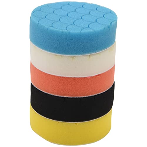 shyness 5Pcs 4 Inch Polishing Pads Buffing Sponge Pads Kit for Car Buffer Polisher Sanding, Waxing, Polishing, Sealing Glaze