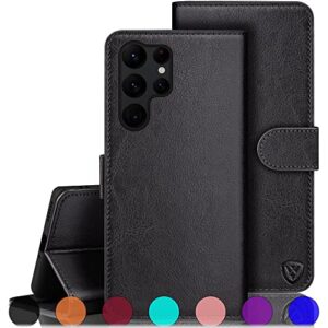 xcasebar for samsung galaxy s23 ultra wallet case with 【rfid blocking】 credit card holder,flip folio book pu leather phone case shockproof protective cover women men for s23ultra case black