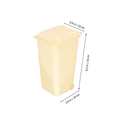 Zerodeko Trash Cans 4pcs Mini Trash Can Desktop Waste Garbage Bin with Lid Wastebasket Countertop Wastebasket Trash Can for Home Office Vanity Tabletop Bedroom Bathroom Yellow Small Trashcan