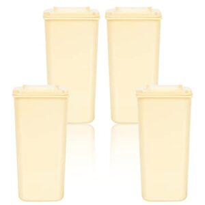 Zerodeko Trash Cans 4pcs Mini Trash Can Desktop Waste Garbage Bin with Lid Wastebasket Countertop Wastebasket Trash Can for Home Office Vanity Tabletop Bedroom Bathroom Yellow Small Trashcan