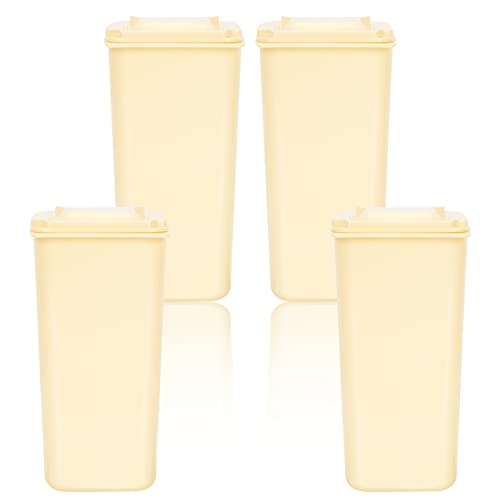 Zerodeko Trash Cans 4pcs Mini Trash Can Desktop Waste Garbage Bin with Lid Wastebasket Countertop Wastebasket Trash Can for Home Office Vanity Tabletop Bedroom Bathroom Yellow Small Trashcan