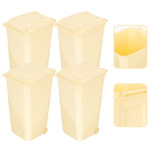 Zerodeko Trash Cans 4pcs Mini Trash Can Desktop Waste Garbage Bin with Lid Wastebasket Countertop Wastebasket Trash Can for Home Office Vanity Tabletop Bedroom Bathroom Yellow Small Trashcan