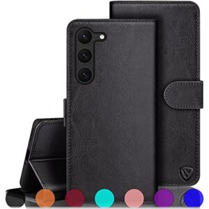 xcasebar for samsung galaxy s23 5g wallet case with 【rfid blocking】 credit card holder,flip folio book pu leather phone case shockproof protective cover women men for samsung s23 case black