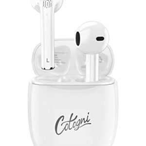 Cotogni Wireless Earbuds, Wireless Earphones Bluetooth 5.3 with Charging Case,Noise Cancelling Wireless Earbuds 40H Playtime, Mini Bluetooth Earbuds IPX6 Waterproof Earbuds for Running Gym (White)