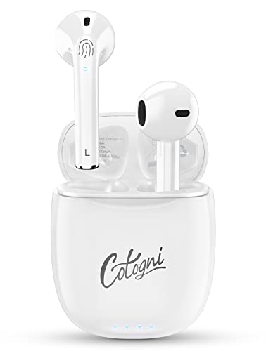 Cotogni Wireless Earbuds, Wireless Earphones Bluetooth 5.3 with Charging Case,Noise Cancelling Wireless Earbuds 40H Playtime, Mini Bluetooth Earbuds IPX6 Waterproof Earbuds for Running Gym (White)