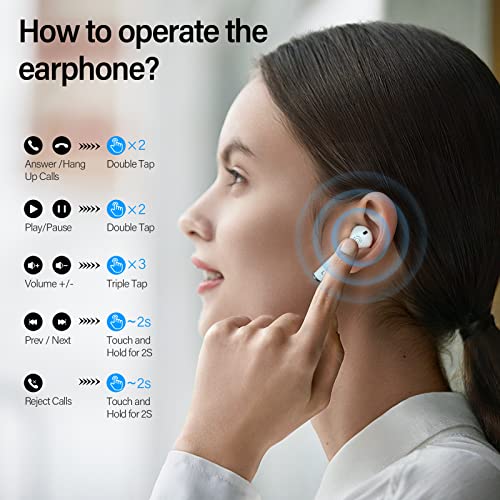 Cotogni Wireless Earbuds, Wireless Earphones Bluetooth 5.3 with Charging Case,Noise Cancelling Wireless Earbuds 40H Playtime, Mini Bluetooth Earbuds IPX6 Waterproof Earbuds for Running Gym (White)
