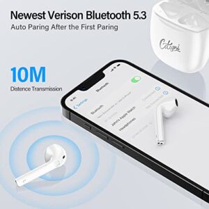 Cotogni Wireless Earbuds, Wireless Earphones Bluetooth 5.3 with Charging Case,Noise Cancelling Wireless Earbuds 40H Playtime, Mini Bluetooth Earbuds IPX6 Waterproof Earbuds for Running Gym (White)